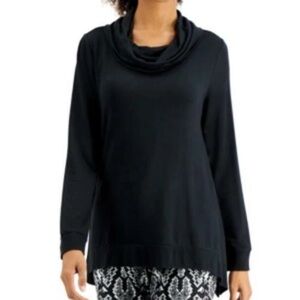 Willow Drive Printed Cowlneck Tunic Black Size L